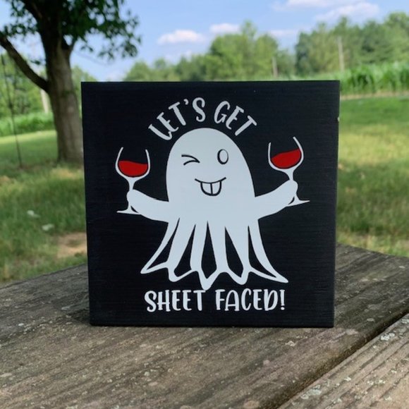 Halloween Ghost Table Decoration Wooden Fun Fall Home Decor Handcrafted Accent - Picture 3 of 4